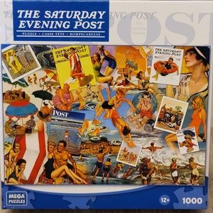 Mega puzzles the Saturday evening post swimming summer pool beach puzzle 1000 pc